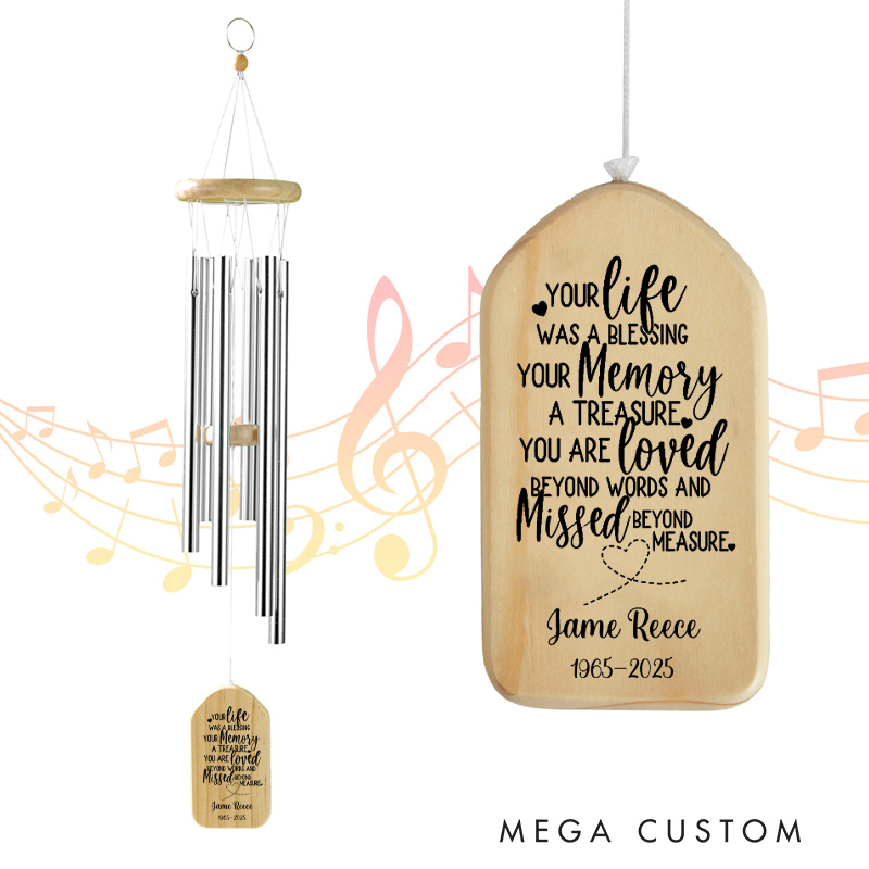 Personalized Memorial Wind Chimes Remembrance Wind Chimes In Memory of a Loved One Sympathy Gifts Large Deep Tone Bereavement Wind Chimes for Outdoors