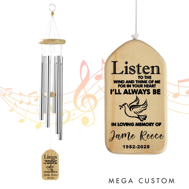 Personalized Memorial Chime Photo Wind Chime Sympathy Gift Custom Photo Memory Tribute Wind Chime Bereavement Gift for Loss of Mother Loved one