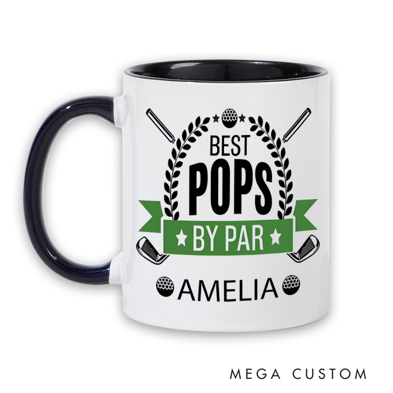 Personalized Golf Mug with "Best Pops By Par" Design Featuring Custom Name and Golf-Themed Decoration Thoughtful Gift for Golf-Loving Dads