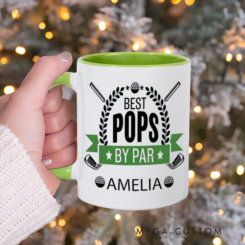 Personalized Golf Mug with "Best Pops By Par" Design Featuring Custom Name and Golf-Themed Decoration Thoughtful Gift for Golf-Loving Dads