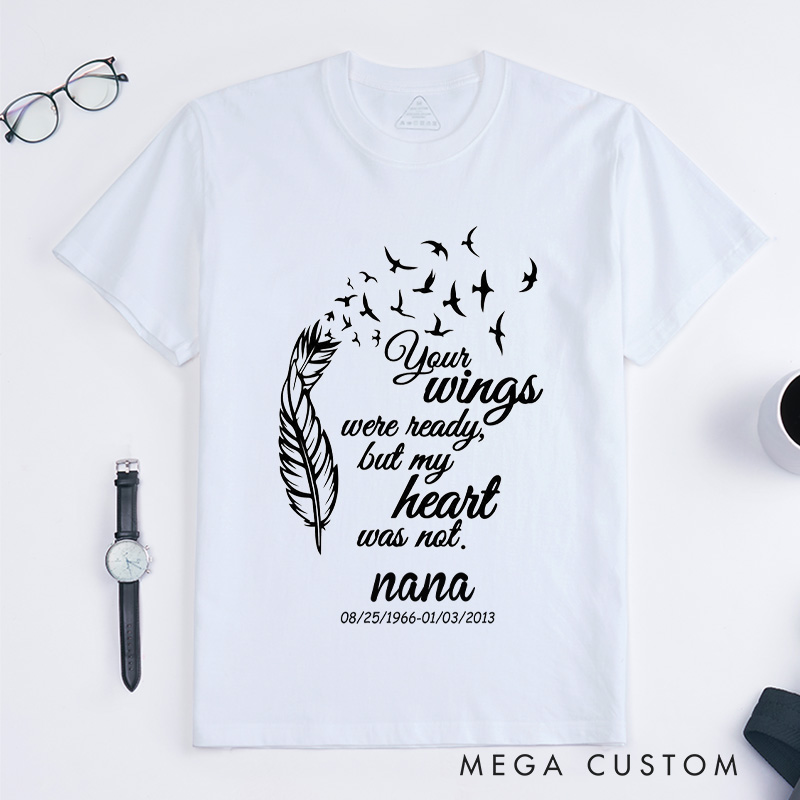 Personalized In Memory Of a Lost Loved One Shirt Custom Name And Dates Memorial Bereavement Shirt Rest in Heaven Tee Tops