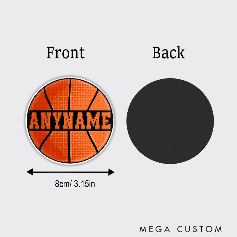 Personalized Basketball Refrigerator Magnet with Custom Name Round Design Perfect Gift for Basketball Fans