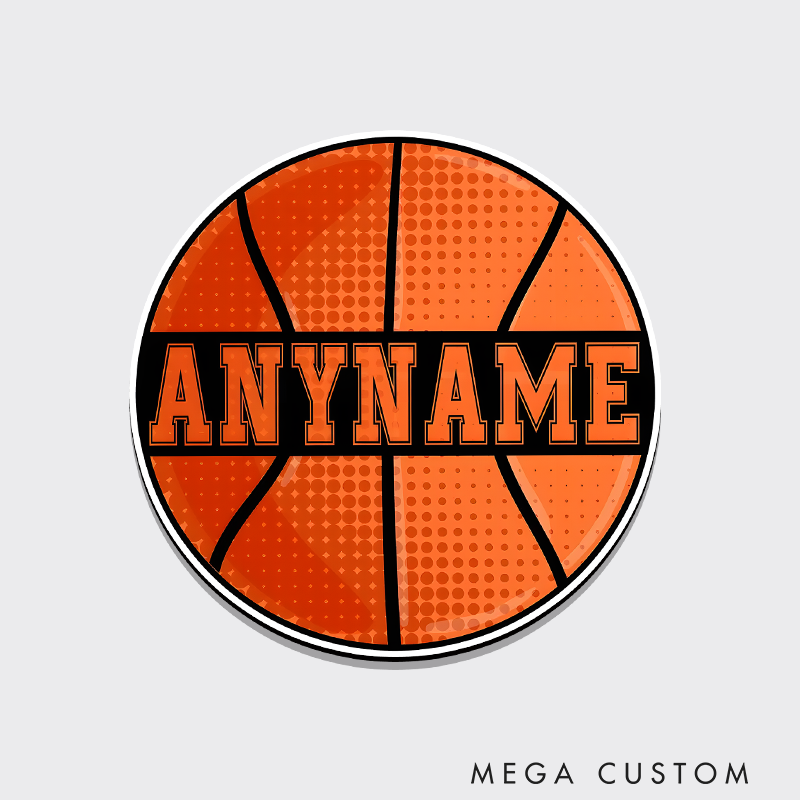 Personalized Basketball Refrigerator Magnet with Custom Name Round Design Perfect Gift for Basketball Fans