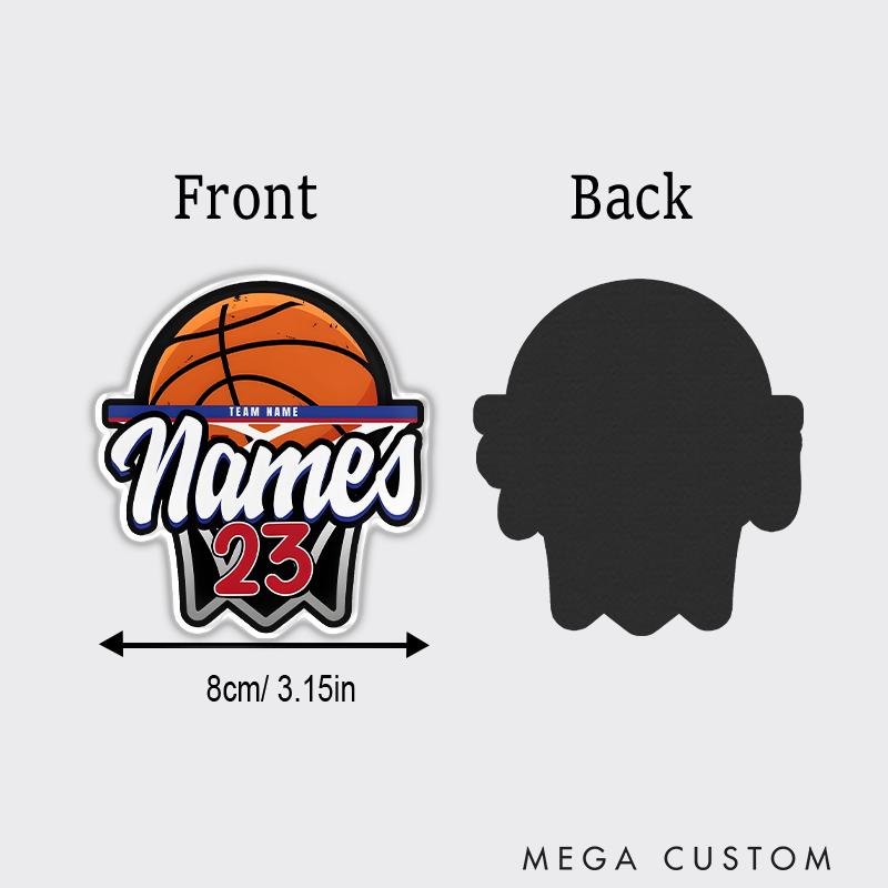 Personalized Basketball Refrigerator Magnet with Custom Name, Team Name, and Number Hoop-Themed Design
