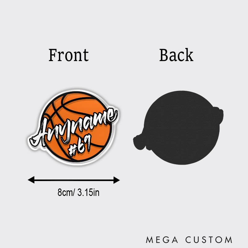 Personalized Basketball Refrigerator Magnet with Custom Name and Jersey Number Stylish Round Design
