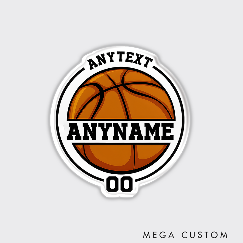 Personalized Basketball Refrigerator Magnet with Custom Name Number and Text Classic Hoop Design