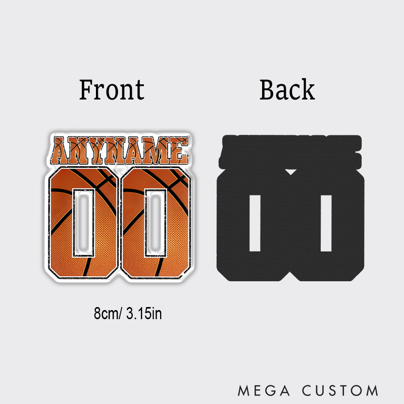 Personalized Basketball Refrigerator Magnet with Custom Name and Jersey Number in Bold Basketball Texture Design