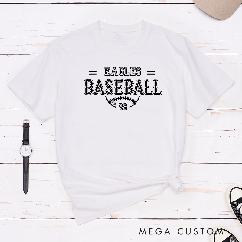 Personalized Baseball T-Shirt with Custom Team Name and Player Number