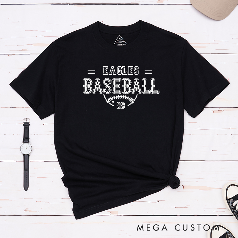 Personalized Baseball T-Shirt with Custom Team Name and Player Number