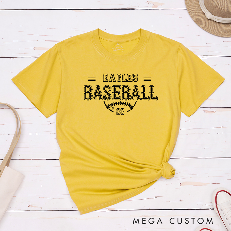 Personalized Baseball T-Shirt with Custom Team Name and Player Number