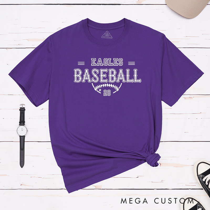 Personalized Baseball T-Shirt with Custom Team Name and Player Number