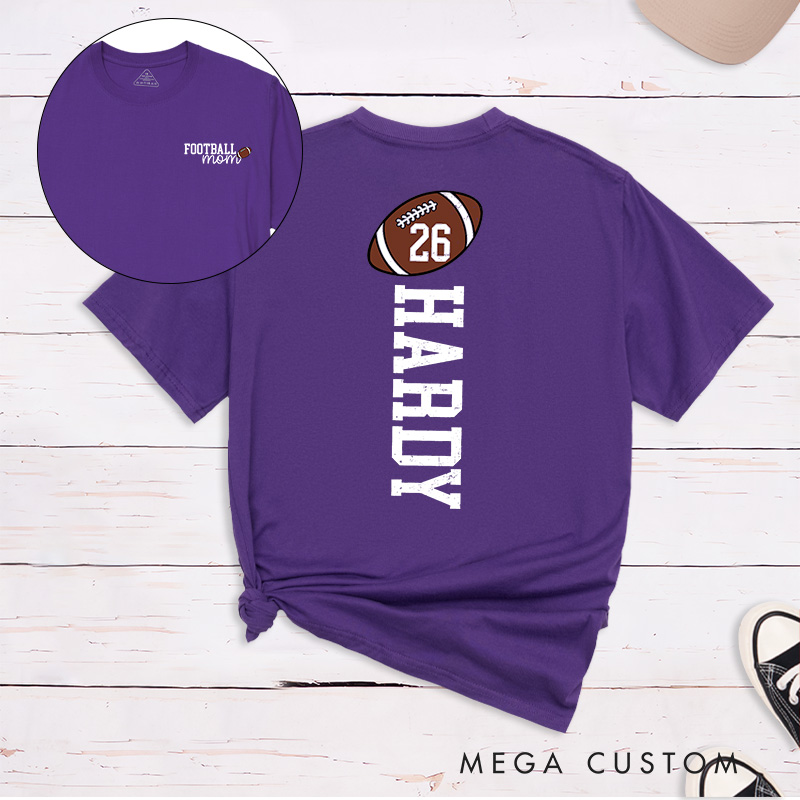 Personalized American Football Mom T-Shirts with Custom Names and Favorite Numbers