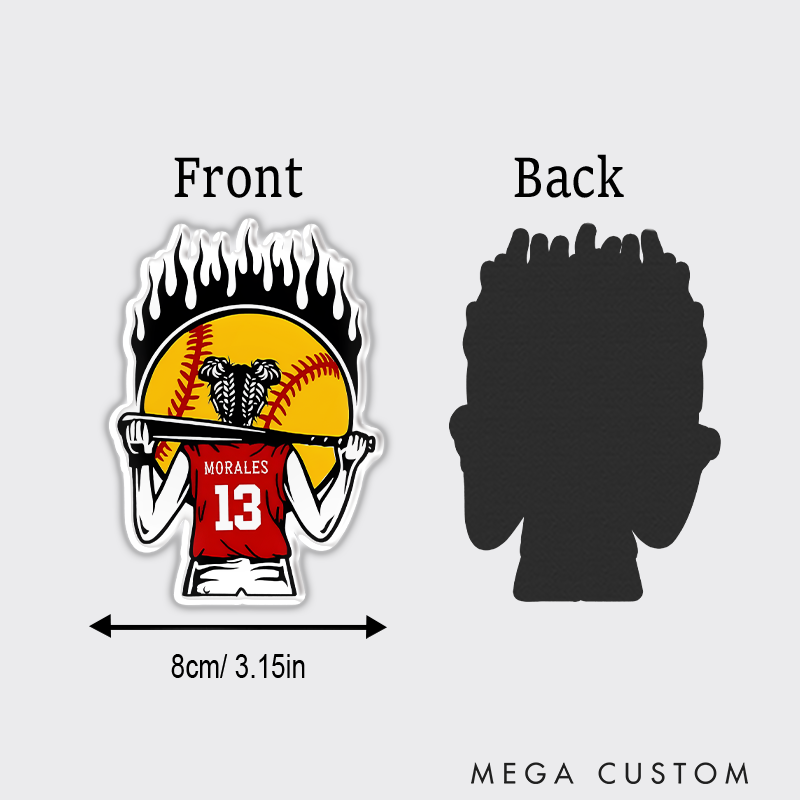 Personalized Basketball Refrigerator Magnet with Custom Name Number and Fiery Design