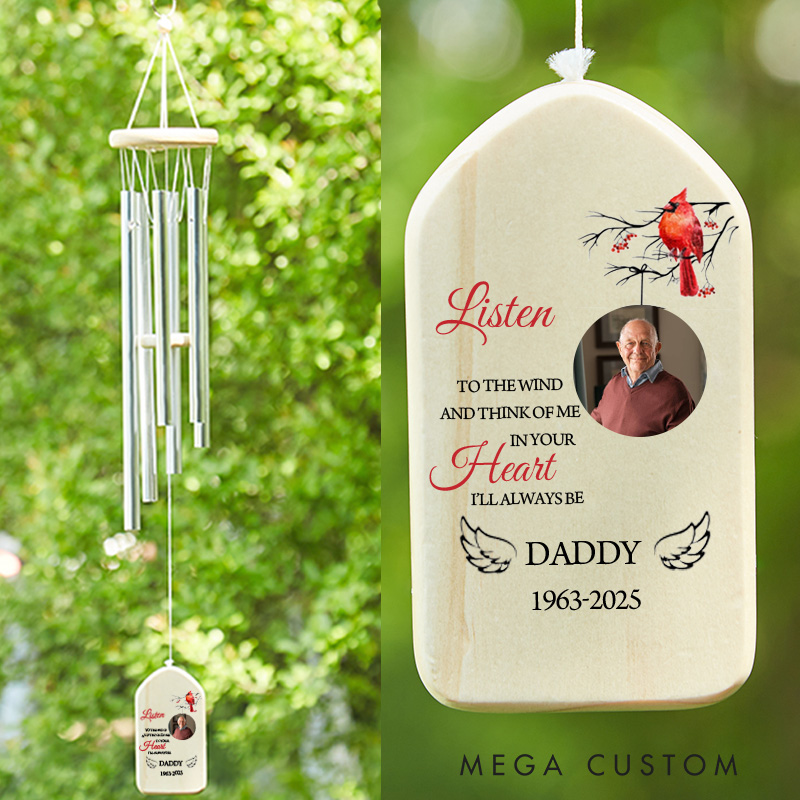 Personalized Photo Wind Chimes In Loving Memory Mommy In Loving Memory Mommy Wind Chimes Condolence Bereavement Gifts for Loss of Loved One
