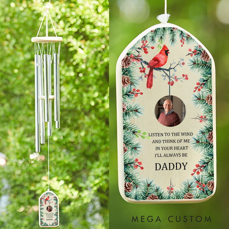 Personalized Photo Wind Chimes in Your Heart I Will Always Be Wind Chimes for Loss of Loved One Sympathy Gifts in Memory of a Loved One Gift