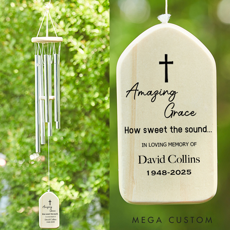 Personalized Memorial Wind Chimes for Loss of Loved One Sympathy Bereavement Gifts Wind Chimes for Outside 33.46 Inch/25.6 Inch