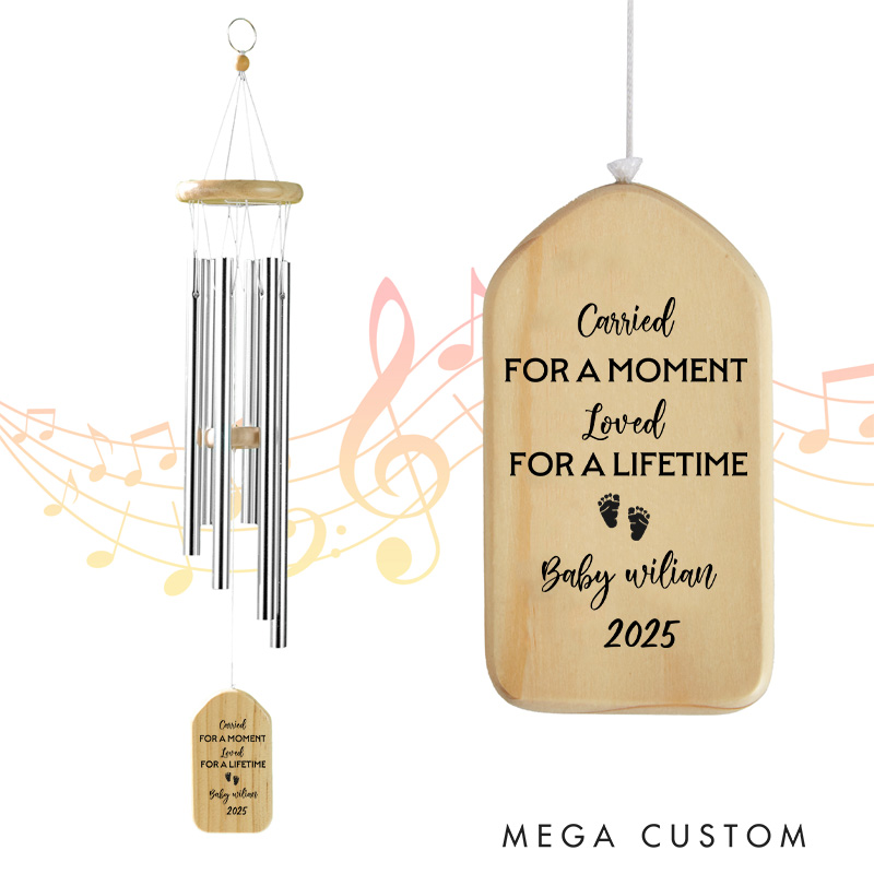 Personalized Baby Loss Wind Chime Miscarriage Keepsake Carried for A Moment Loved for A Lifetime Infant Loss Chime for Mothers Baby Sympathy Gifts