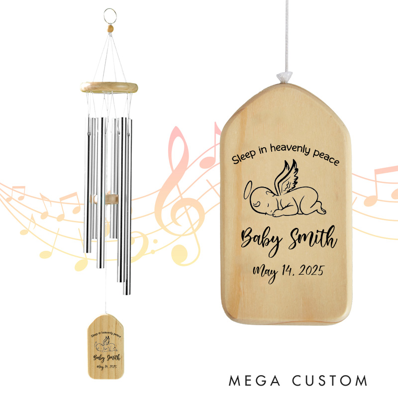 Personalized Baby Loss Wind Chime Sleep In Heavenly Peace Memorial Wind Chime Stillborn Miscarriage Keepsake Infant Loss Gift Angel Baby Chime