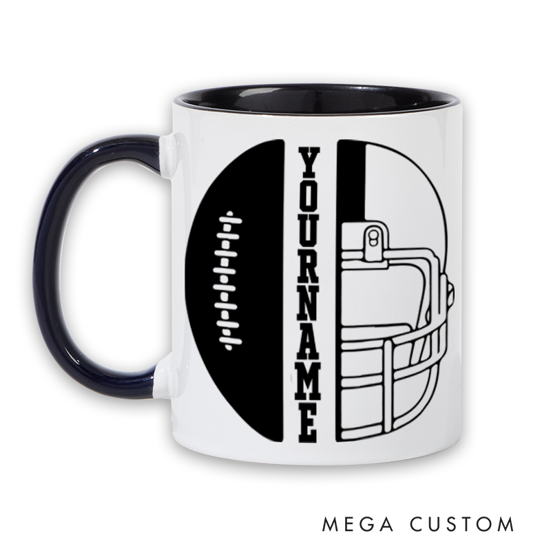 Personalized Football Mug with Custom Name and Helmet Design