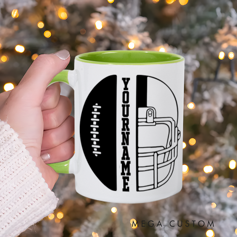 Personalized Football Mug with Custom Name and Helmet Design