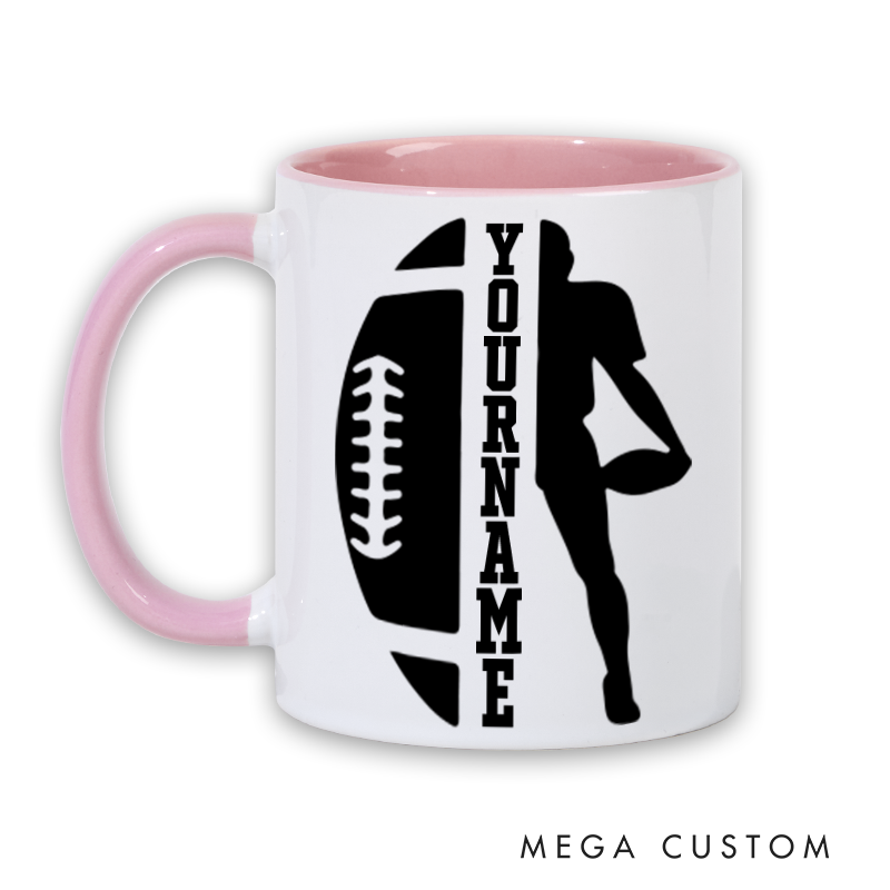 Personalized American Football and Rugby Player Design Mug with Custom Name