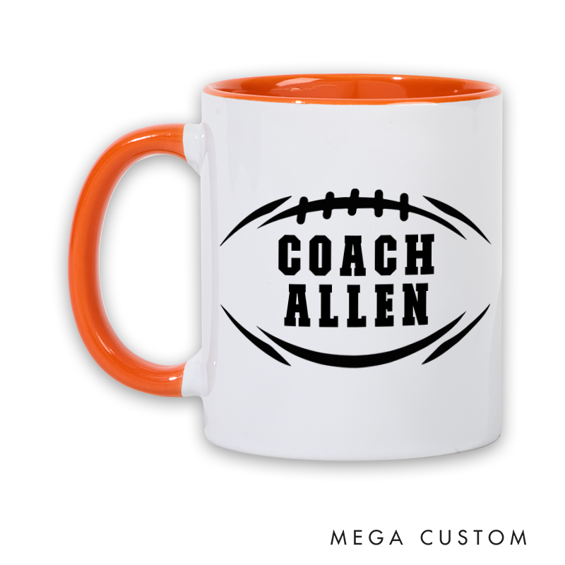 Personalized American Football and Rugby Coach Mug with Custom Name