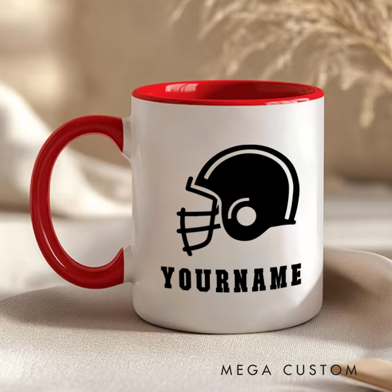 Personalized American Football Helmet Mug with Custom Player Name