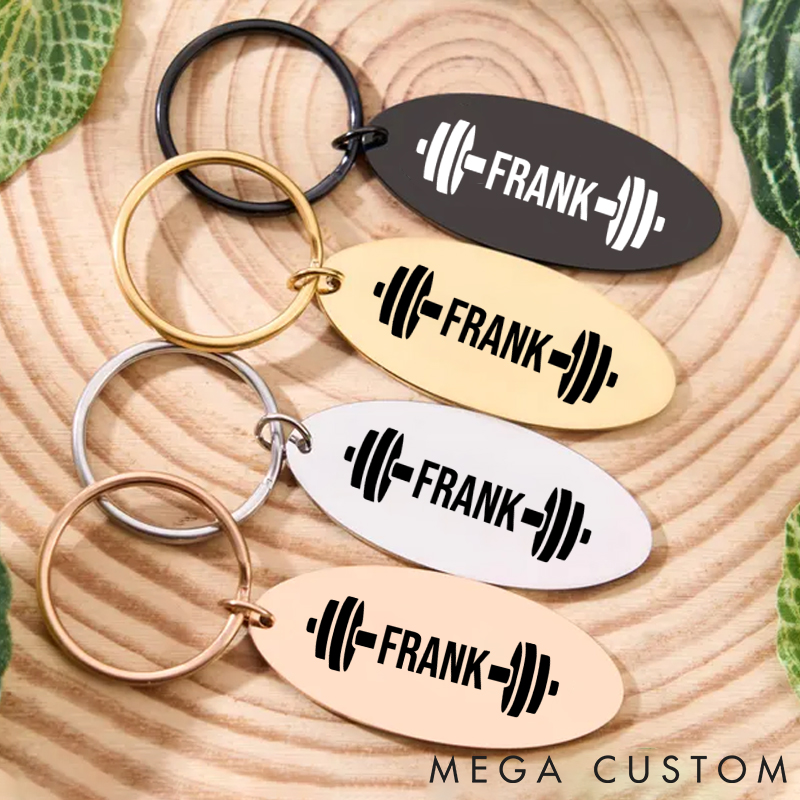 Personalized Engraved Barbell Keychain with Weightlifting Keychain for Fitness Enthusiasts Bodybuilders and Gym Lovers