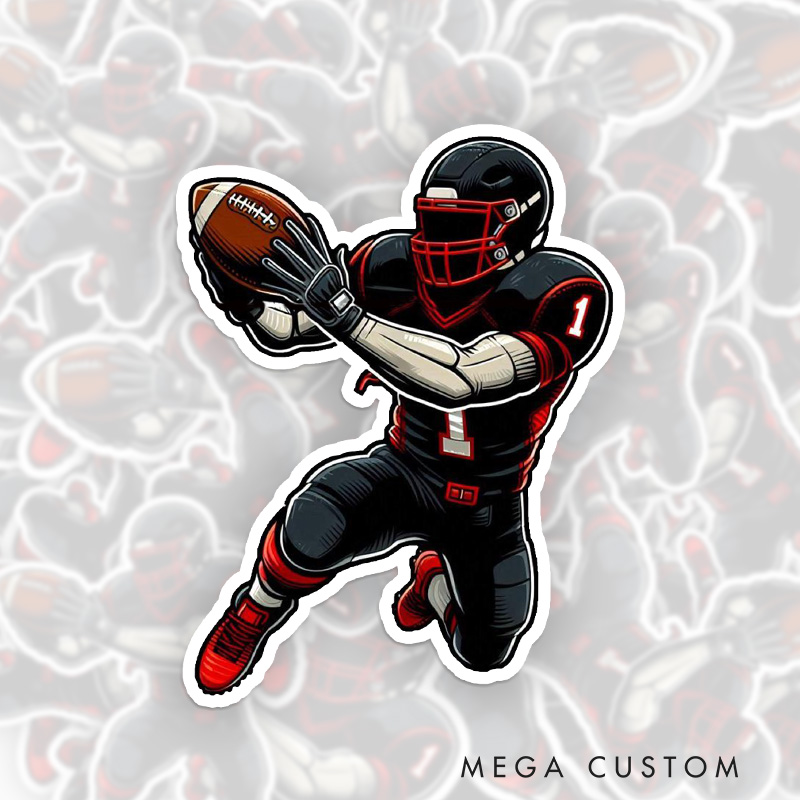 [Copy]Personalized American Football Player Sticker with Custom Number for Sports Enthusiasts