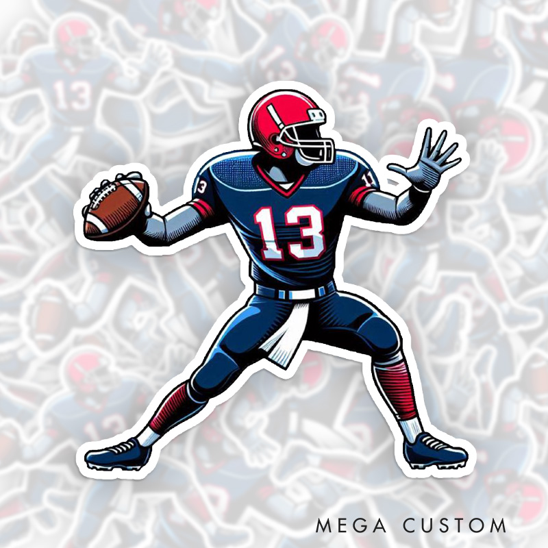 [Copy]Personalized American Football Player Sticker with Custom Number for Fans and Athletes