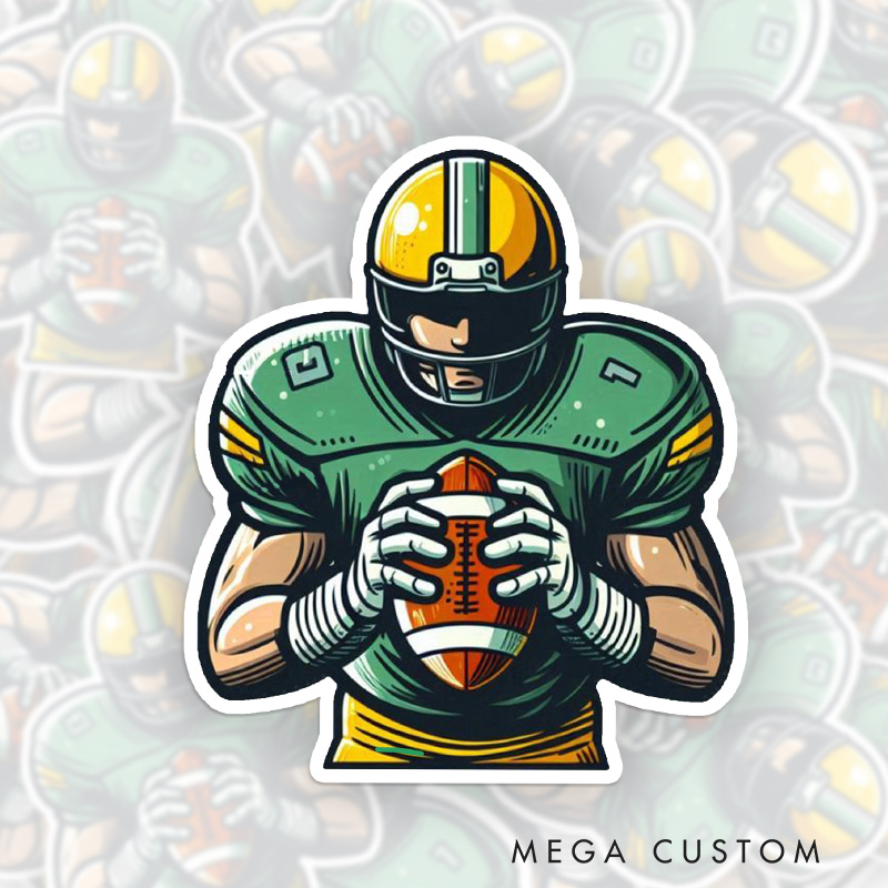 Personalized American Football Player Sticker with Custom Number for a Bold Sports Statement