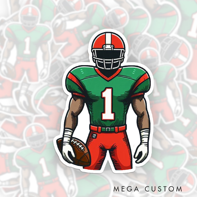 [Copy]Personalized American Football Player Sticker with Custom Number for a Bold Sports Statement