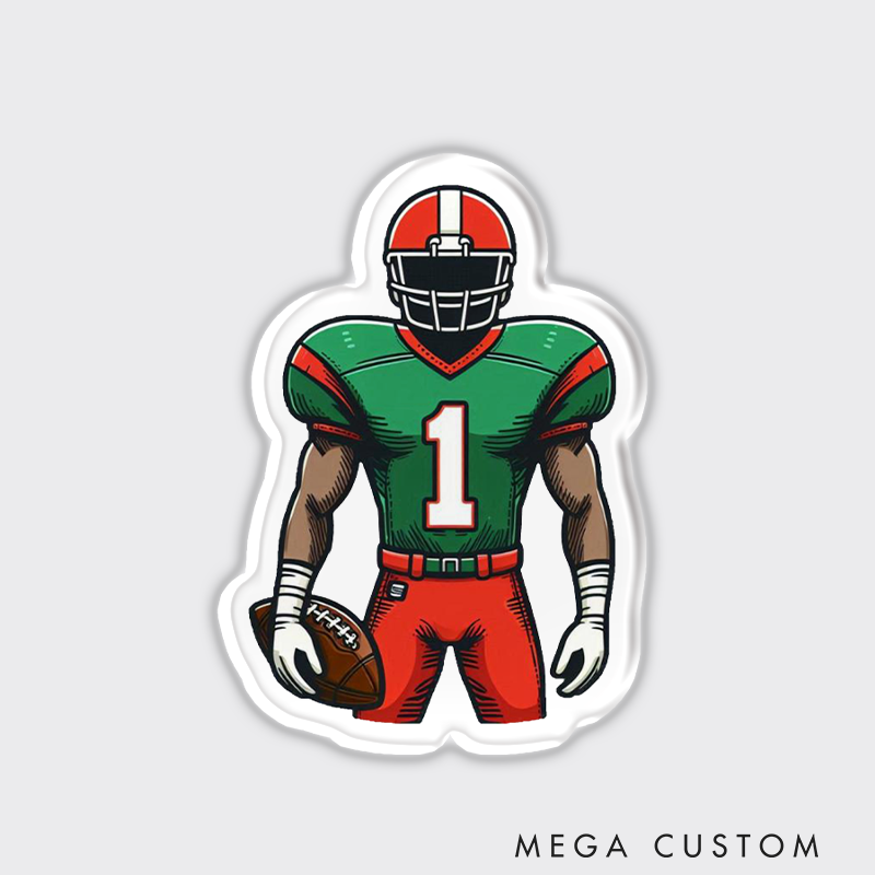 Personalized American Football Player Fridge Magnets with Custom Jersey Number for a Vibrant Sports Look