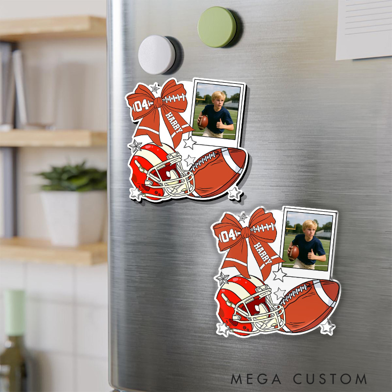 Personalized American Football Fridge Magnets with Custom Player Name ,Photo and Number