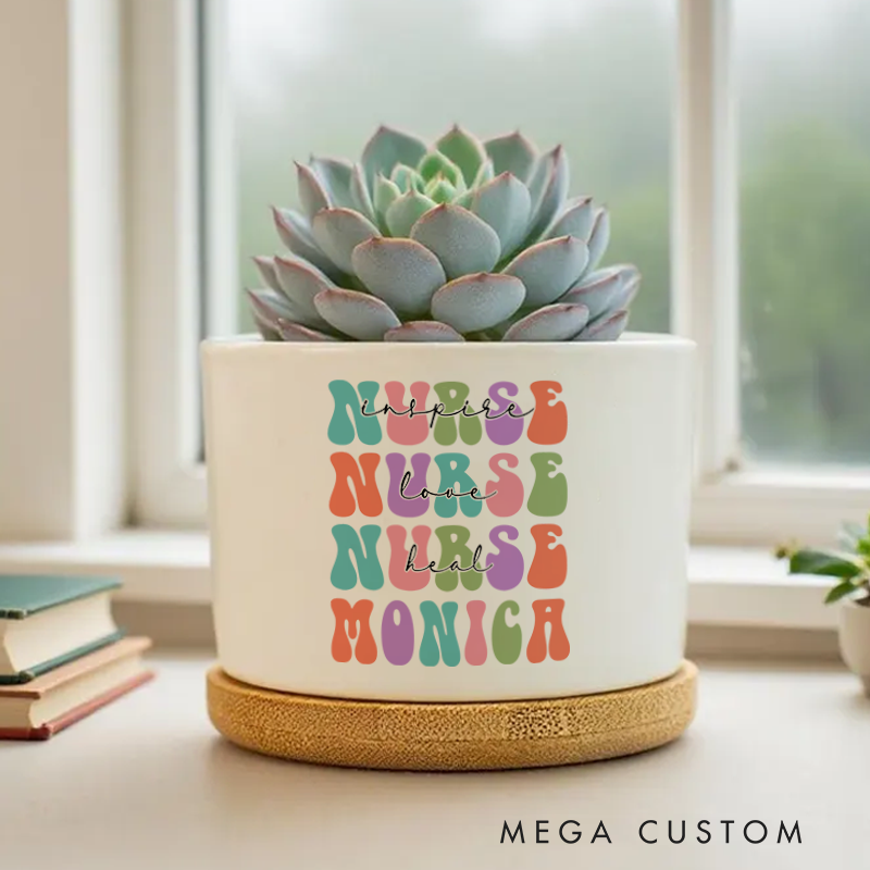 Personalized Nurse Planter Inspire Love Heal Nurse Design Custom Flower Pot