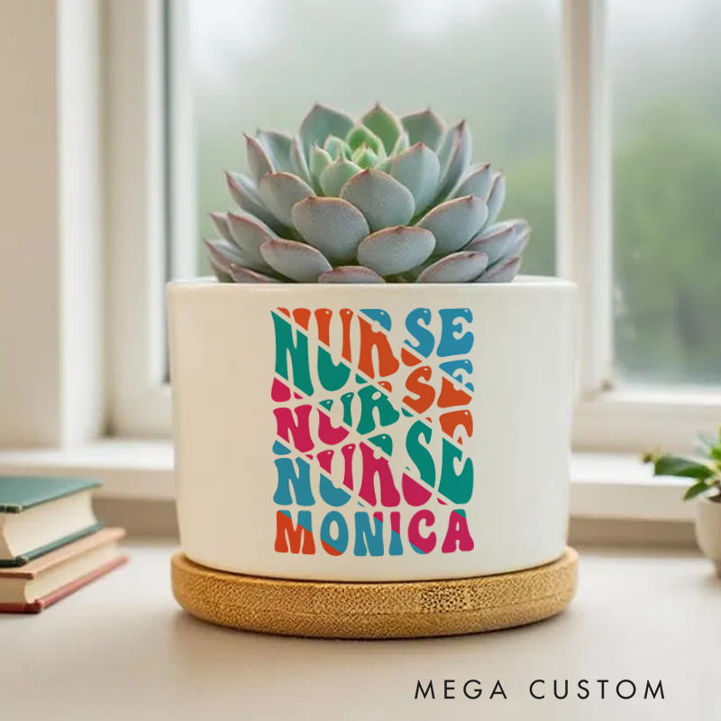 Personalized Nurse Planter Bold and Colorful Nurse Design Custom Flower Pot