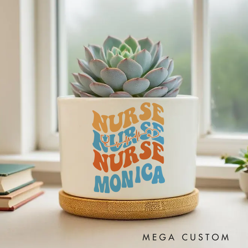Personalized Nurse Planter Nurse Heartbeat of Care Design Custom Flower Pot
