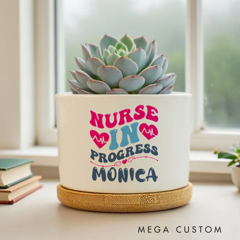 Personalized Nurse Planter Nurse in Progress Design Custom Flower Pot