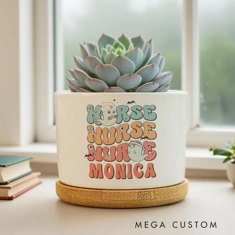 Personalized Nurse Planter Halloween Nurse Design Custom Flower Pot