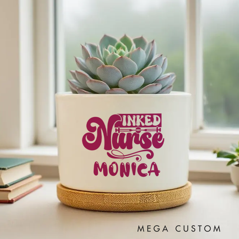 Personalized Nurse Planter Inked Nurse Design Custom Flower Pot