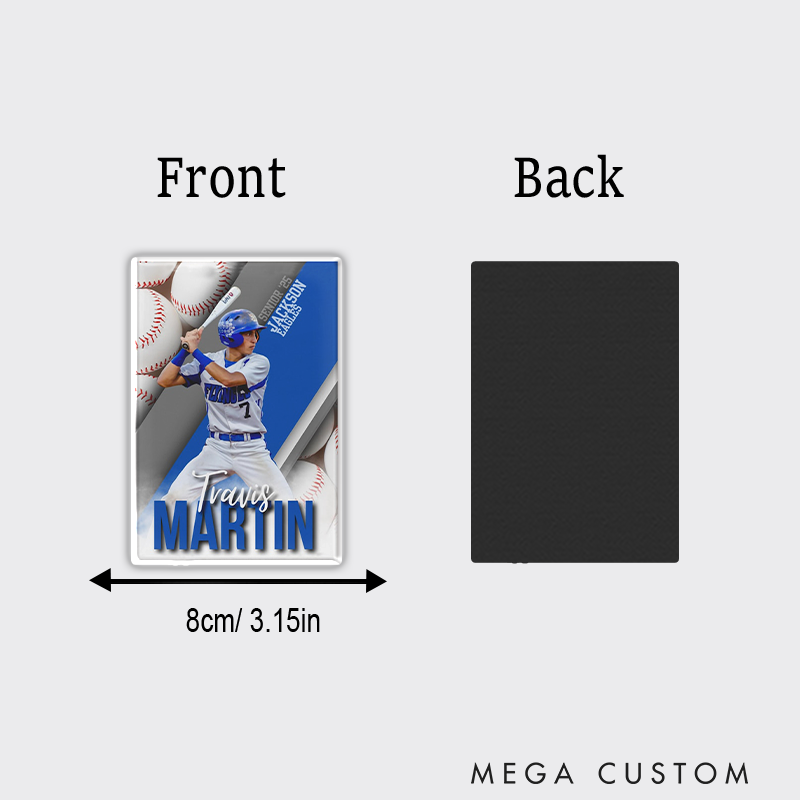 Personalized Baseball Photo Fridge Magnets with Custom Text for Senior Graduation Keepsake