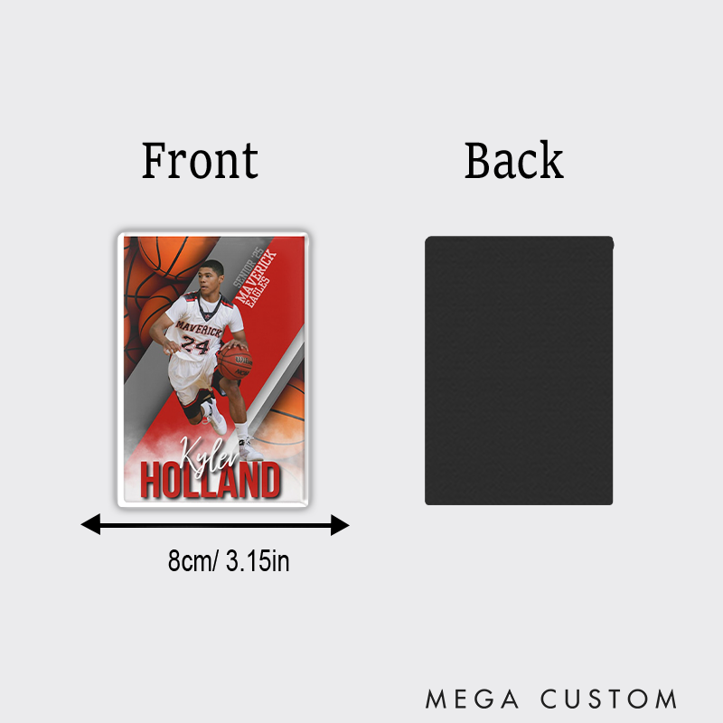 Personalized Basketball Photo Fridge Magnets with Custom Text for Senior Graduation Keepsake