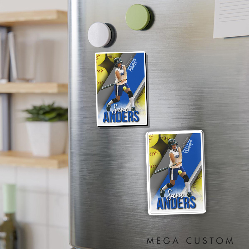 Personalized Softball Photo Fridge Magnets with Custom Text for Senior Graduation Keepsake