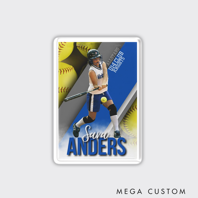 Personalized Softball Photo Fridge Magnets with Custom Text for Senior Graduation Keepsake