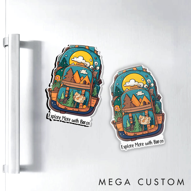 Personalized Travel Backpack Refrigerator Magnets Camping Hiking Adventure Refrigerator Magnets for Nature Traveling Outdoors Lover Gift