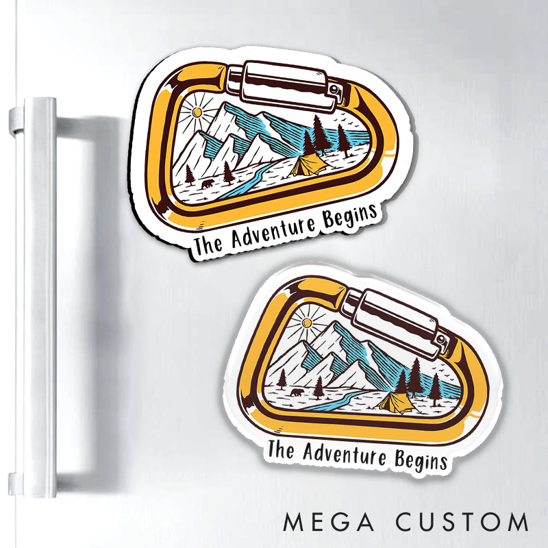 Personalized Carabiner Hiking Refrigerator Magnets Adventure Hiking Camping Mountain Magnets for Nature Traveling Outdoors Lover Gift
