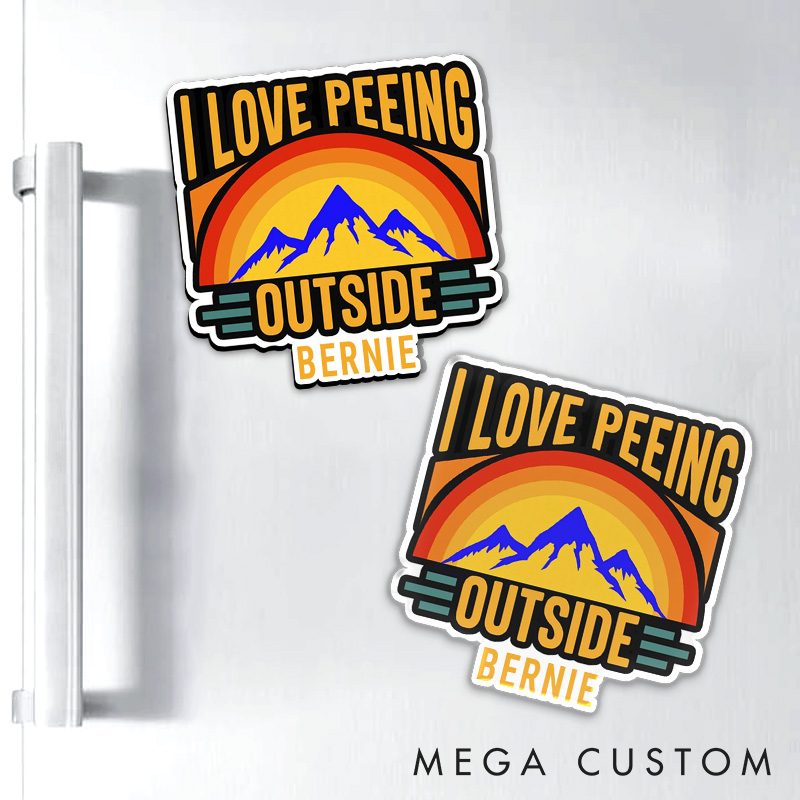 Personalized I Love Peeing Outside Refrigerator Magnets Adventure Camping Mountain Magnets for Nature Travelers Outdoors Lover Gift