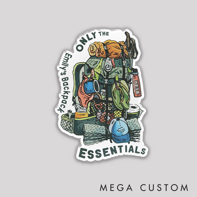 Personalized Only The Essentials Refrigerator Magnets Hiking Backpacking Camping Magnets for Travelers Outdoors Lover Gift