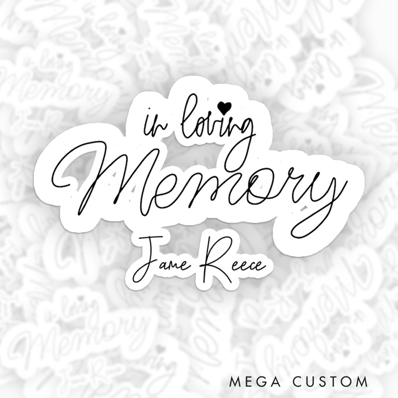 Personalized Custom Name Memorial Sticker Script Font Heart Accent Sympathy Gift Loss of Loved One