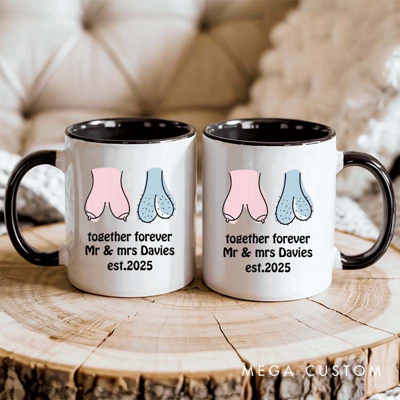 Personalized Mr & Mrs Mug Couple Forever Together Coffee Mugs Anniversary Valentines Gift Cup for Her Him